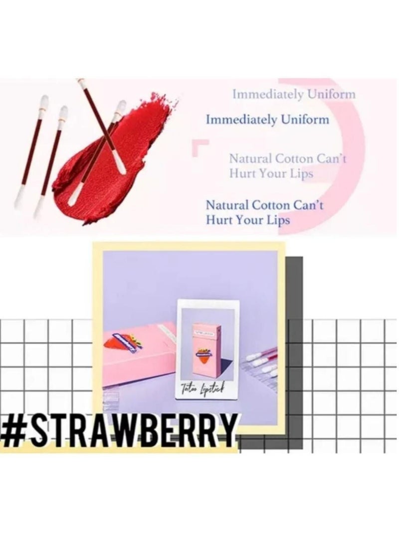 Strawberry - 20-Piece Tattoo Lipstick Cotton Swab Pink - Image 1