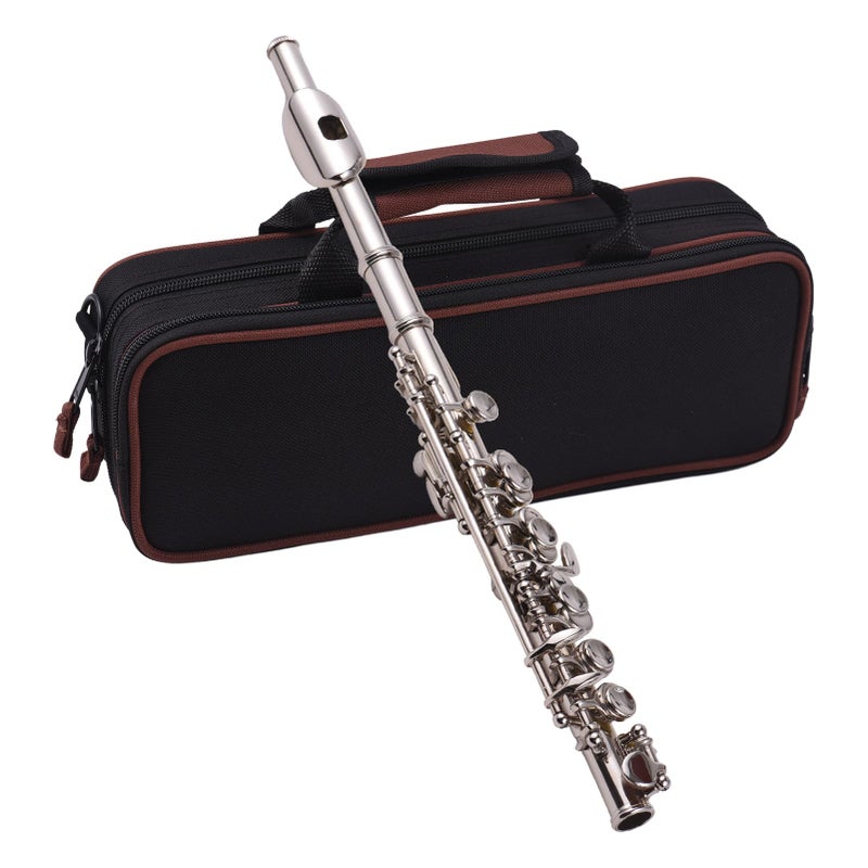 Btuty Piccolo Instrument White Copper Nickel Plated C Key Piccolo Flute for Beginners Students with Hard Case Cleaning Rod Cloth and Gloves - Image 2