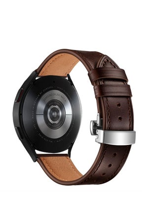 Deep Brown Oil Leather Silver Buckle