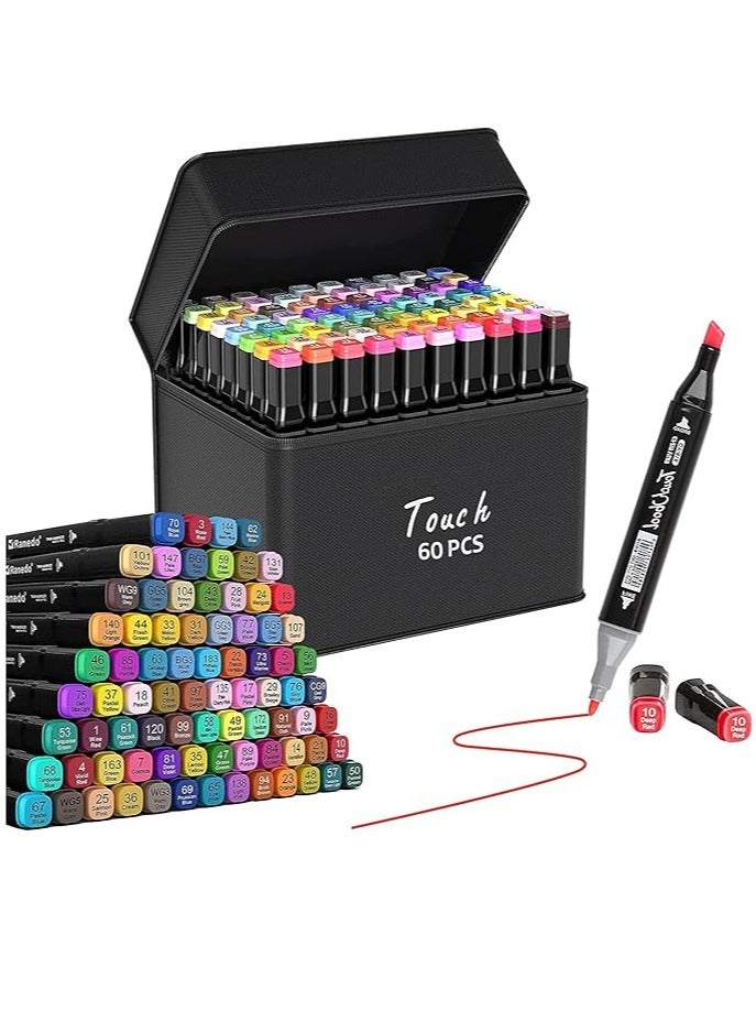 مجموعة اقلام تحديد للاعمال الفنية الدائمة من جيلانتي 60 لون للرسم الجرافيكي رسم براسين للتصميم الرسم الجرافيتي تلوين الكبار التحديد التظليل إزميل متعدد الألوان سويفت - Image 1