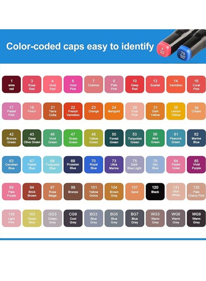 مجموعة اقلام تحديد للاعمال الفنية الدائمة من جيلانتي 60 لون للرسم الجرافيكي رسم براسين للتصميم الرسم الجرافيتي تلوين الكبار التحديد التظليل إزميل متعدد الألوان سويفت - Image 2