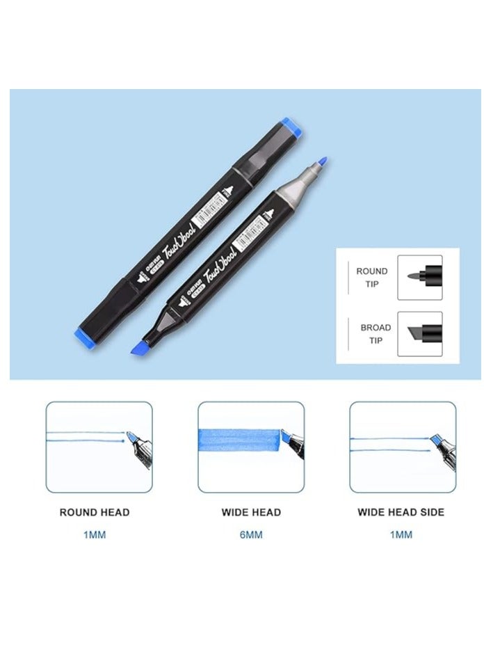 مجموعة اقلام تحديد للاعمال الفنية الدائمة من جيلانتي 60 لون للرسم الجرافيكي رسم براسين للتصميم الرسم الجرافيتي تلوين الكبار التحديد التظليل إزميل متعدد الألوان سويفت - Image 5