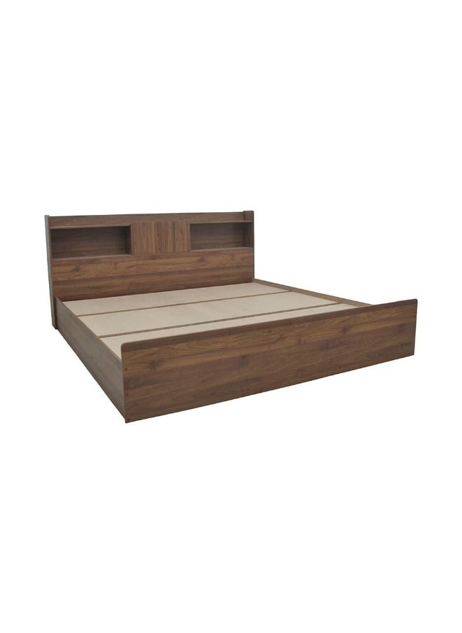 DANUBE HOME - Supreme 200x200 Super King Size Bed – Light Walnut Finish – Spacious Design Modern Engineered Wood Bed Frame, Stylish Headboard – Premium Bedroom Furniture - Image 1