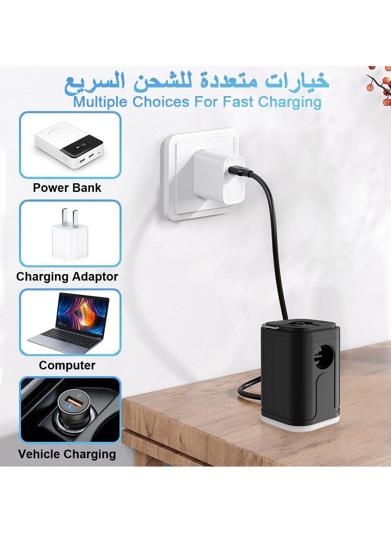عربست مضخة هواء كهربائية صغيرة، مضخة هواء منفاخة مع 5 فوهات وإضاءة LED للتخييم، مضخة قابلة لإعادة الشحن سريعة التعبئة بقوة 2400 مللي أمبير في الساعة لمرتبة هوائية وسرير وحلقة سباحة وعوامات حمام سباحة ووسادة قابلة للنفخ وحقيبة مفرغة من الهواء  - Image 2