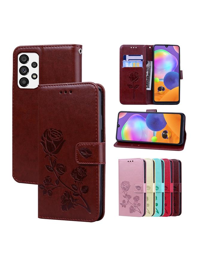 S-TOP Case For Samsung Galaxy A73 5G Rose Embossed Flip PU Leather Phone Case - Image 1