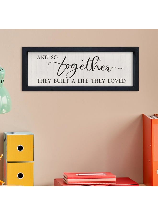 comurdyo And So Together They Built a Life They Loved Wall Sign Decor 16"×6" Above Bed Master Bedroom Wood Framed Hanging Wall Art (Black) - Image 5