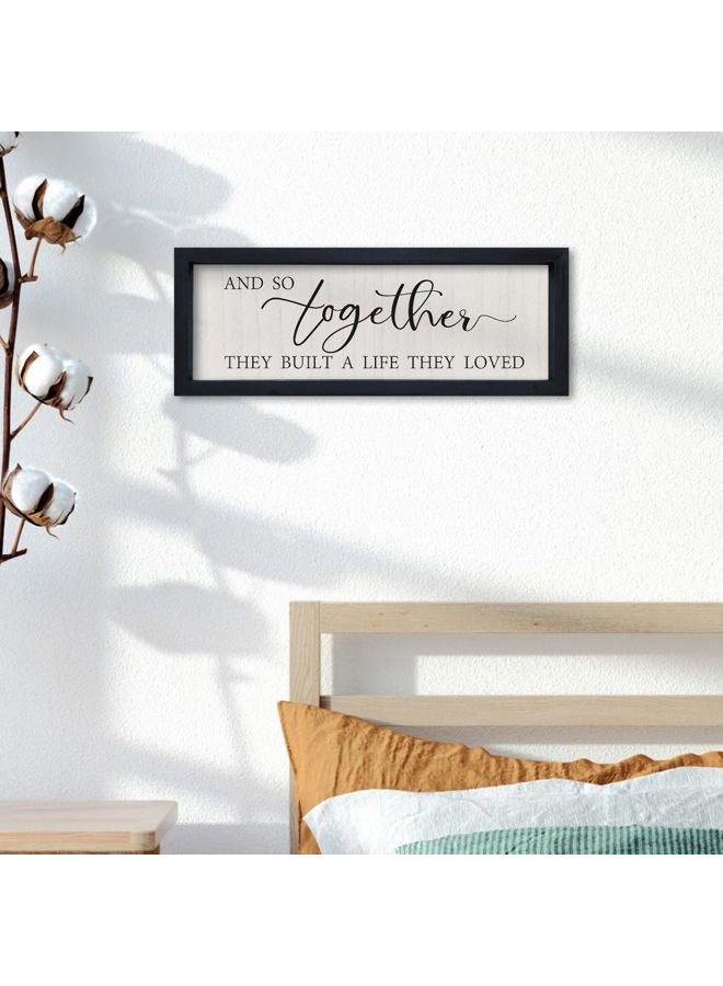 comurdyo And So Together They Built a Life They Loved Wall Sign Decor 16"×6" Above Bed Master Bedroom Wood Framed Hanging Wall Art (Black) - Image 4