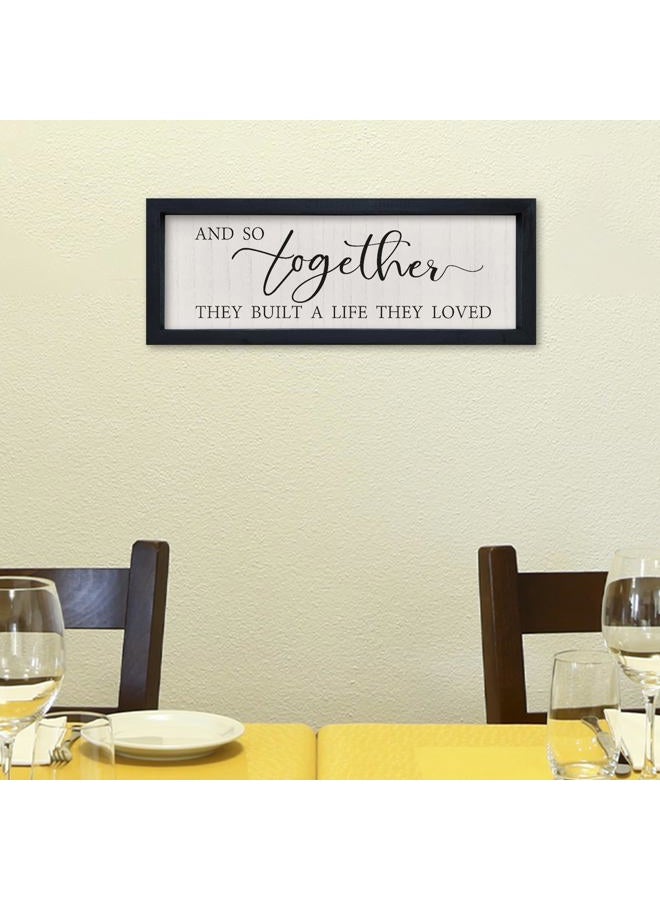 comurdyo And So Together They Built a Life They Loved Wall Sign Decor 16"×6" Above Bed Master Bedroom Wood Framed Hanging Wall Art (Black) - Image 3