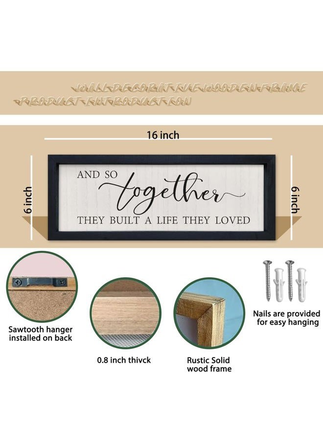 comurdyo And So Together They Built a Life They Loved Wall Sign Decor 16"×6" Above Bed Master Bedroom Wood Framed Hanging Wall Art (Black) - Image 2