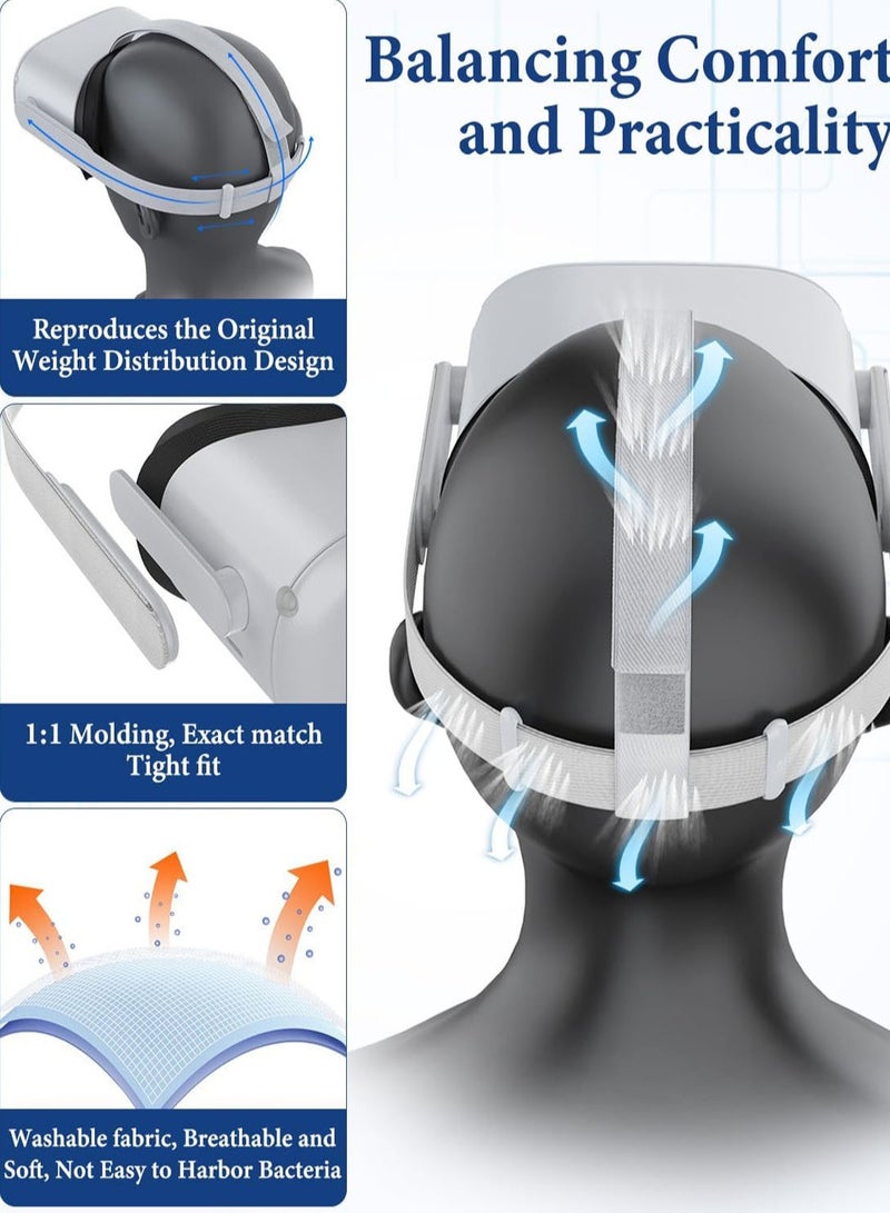 Original Head Strap for Oculus Quest 2 Headset, Replacement Head Strap for Meta Quest 2, VR Accessories with 2 Pair Thumb Grip Caps - Image 2