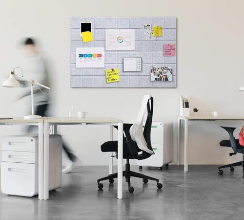 Uoisaiko Large Cork Board Felt Board Tiles for Walls with 30 Push Pins, 11.8"x11.8" Pack of 6 Pin Board Notice Boards for Home Office Kitchen, Bulletin Board Wall Tiles for Photos Memos - Image 3