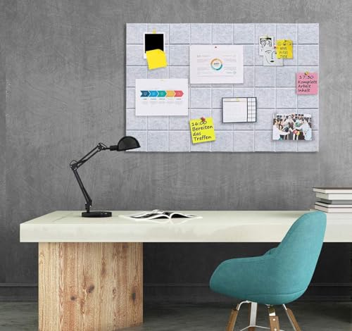 Uoisaiko Large Cork Board Felt Board Tiles for Walls with 30 Push Pins, 11.8"x11.8" Pack of 6 Pin Board Notice Boards for Home Office Kitchen, Bulletin Board Wall Tiles for Photos Memos - Image 4