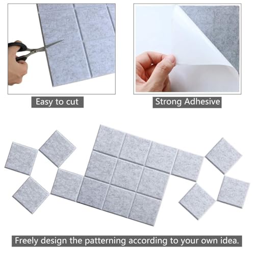 Uoisaiko Large Cork Board Felt Board Tiles for Walls with 30 Push Pins, 11.8"x11.8" Pack of 6 Pin Board Notice Boards for Home Office Kitchen, Bulletin Board Wall Tiles for Photos Memos - Image 5