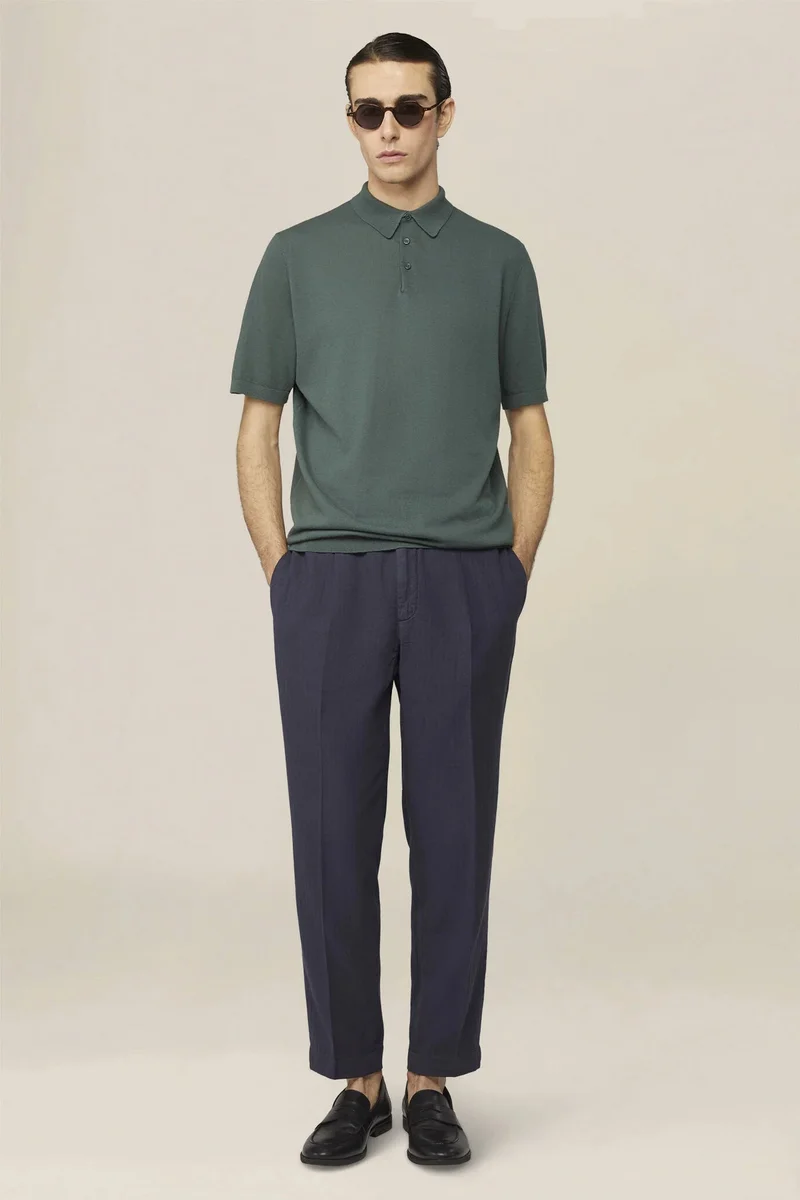 Doppelganger Green Men's regular fit 100% cotton knitted polo shirt - Green for Men | Best Price UAE