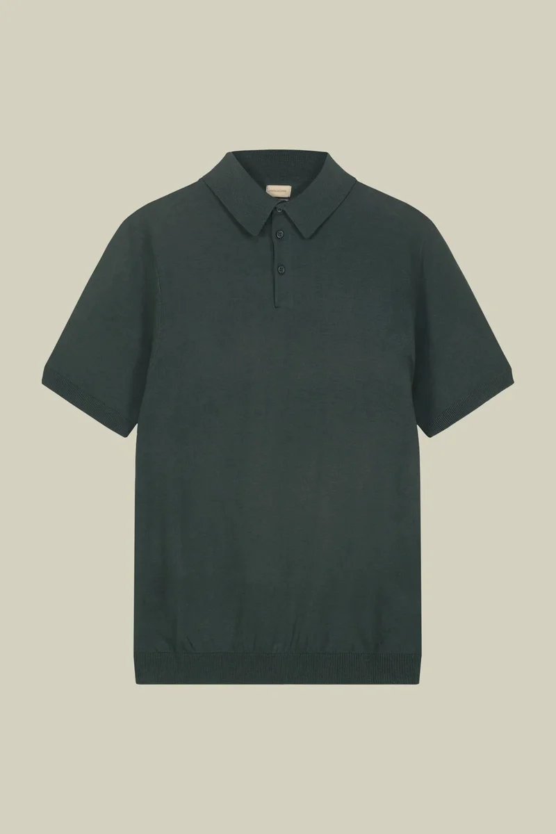 Doppelganger Green Men's regular fit 100% cotton knitted polo shirt - Green for Men | Best Price UAE