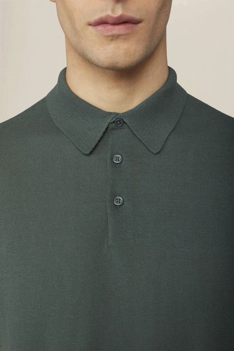 Doppelganger Green Men's regular fit 100% cotton knitted polo shirt - Green for Men | Best Price UAE