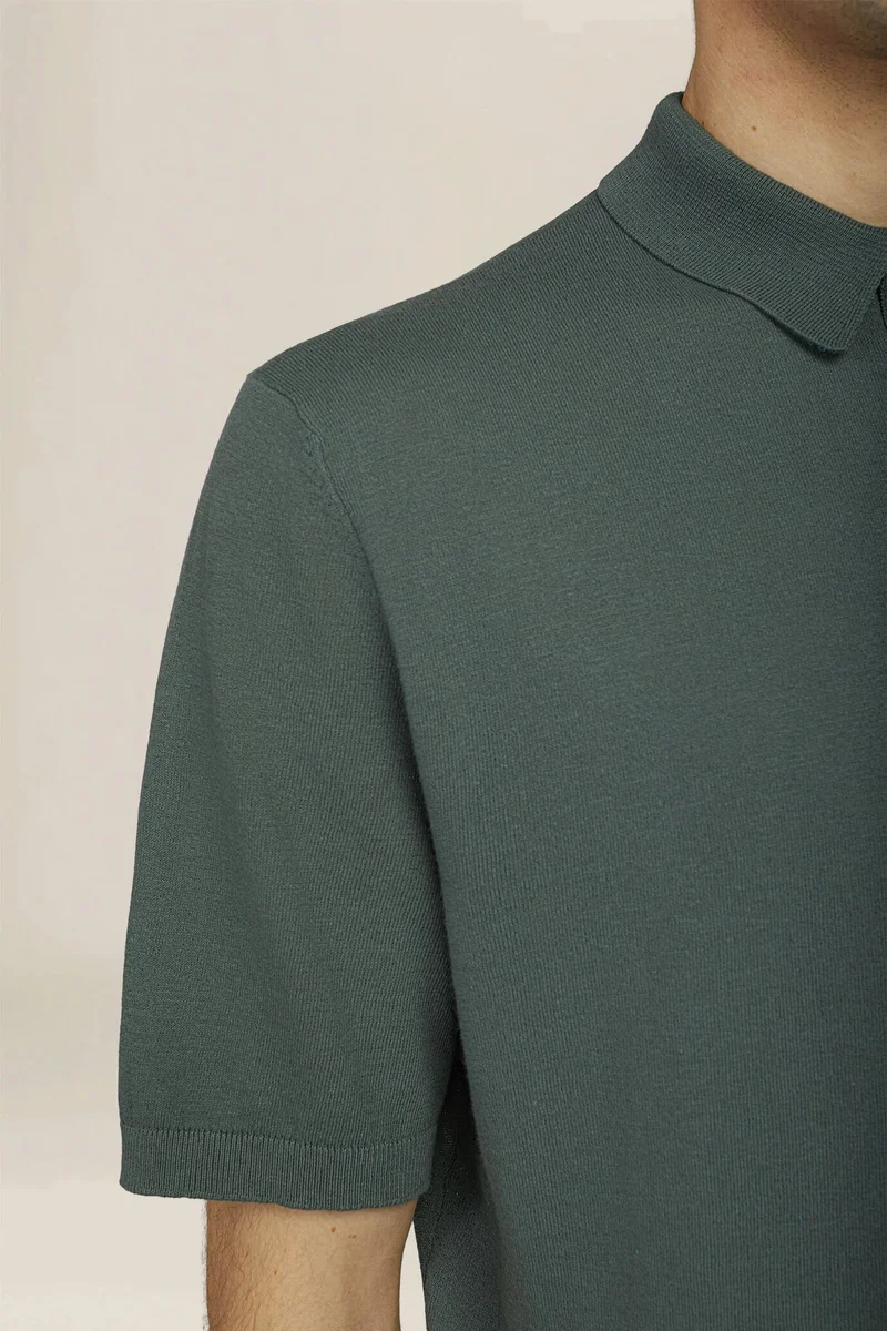 Doppelganger Green Men's regular fit 100% cotton knitted polo shirt - Green for Men | Best Price UAE