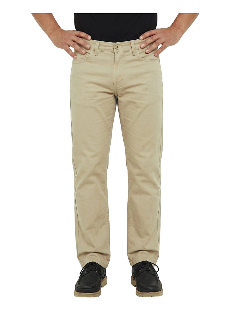 Tree Men's Beige Gabardine 5-Pocket Pants – Regular Fit - Image 2