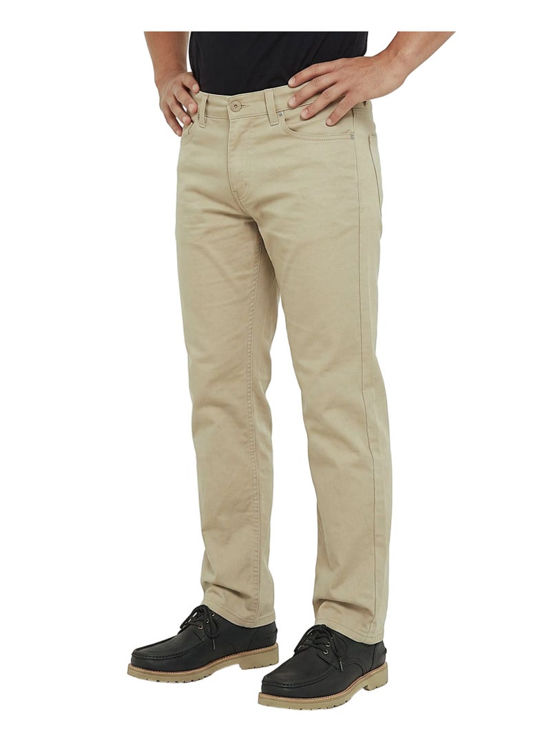 Tree Men's Beige Gabardine 5-Pocket Pants – Regular Fit - Image 1