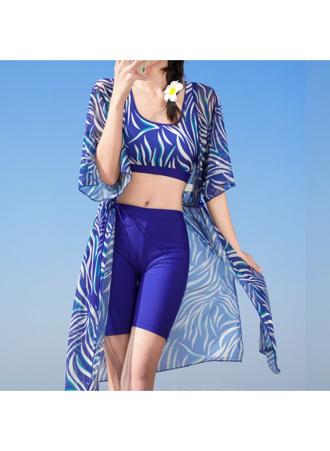 إسكدنيا 2024 ملابس سباحة ربيعية ساخنة للنساء بلوزة مقسمة بأكمام طويلة تغطي البطن تنحيف محافظ طويل ملابس سباحة على الطراز الأوروبي والأمريكي بالجملة - اللون: 9010 أزرق ملكي - - Image 1