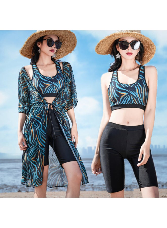 إسكدنيا 2024 ملابس سباحة ربيعية ساخنة للنساء بلوزة مقسمة بأكمام طويلة تغطي البطن تنحيف محافظ طويل ملابس سباحة على الطراز الأوروبي والأمريكي بالجملة - اللون: 9010 أزرق ملكي - - Image 2