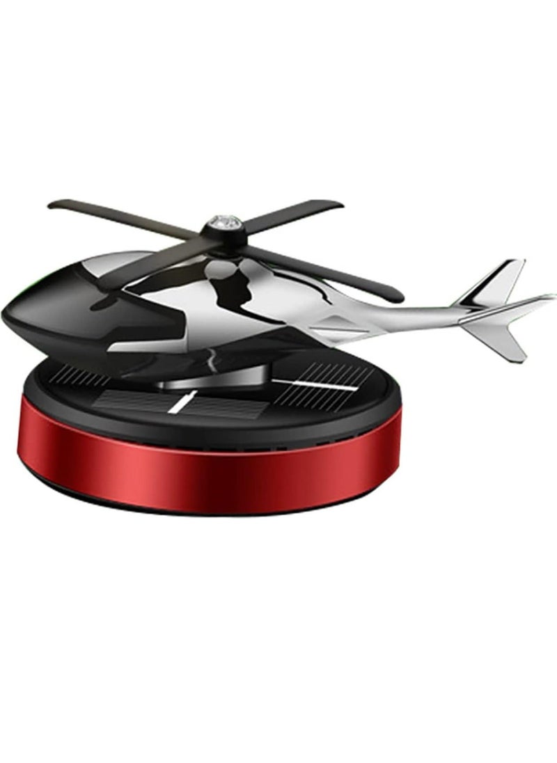 ELTRAZONE Solar Powered Rotating Helicopter Shape Car Air Purifier - Eco-Friendly, Stylish Air Freshener and Interior Decoration for Home & Car, Aromatherapy Diffuser, Red - Image 1