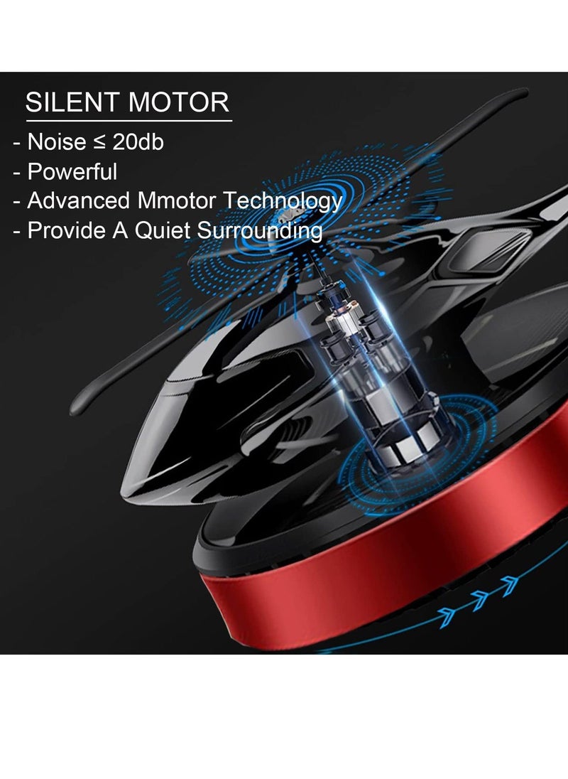 ELTRAZONE Solar Powered Rotating Helicopter Shape Car Air Purifier - Eco-Friendly, Stylish Air Freshener and Interior Decoration for Home & Car, Aromatherapy Diffuser, Red - Image 4