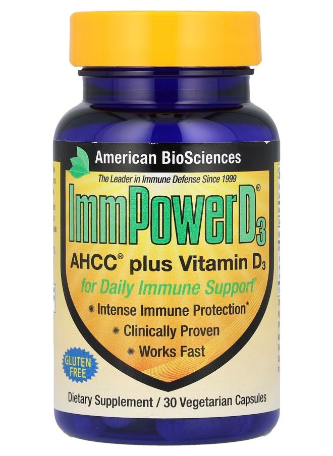 American BioSciences - ImmPower® D3 AHCC® Plus Vitamin D3 30 Vegetarian Capsules - Image 1