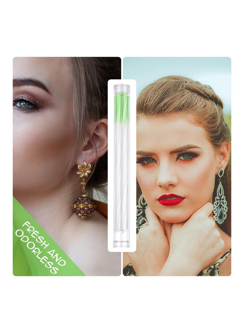 NIBEMINENT 180 Pieces Earrings Hole Cleaner, Rose Fragrance Odor Removal Ear Care Kit, Piercing Floss Disposable Aftercare Cleaning Line, Tool (Green) - Image 2