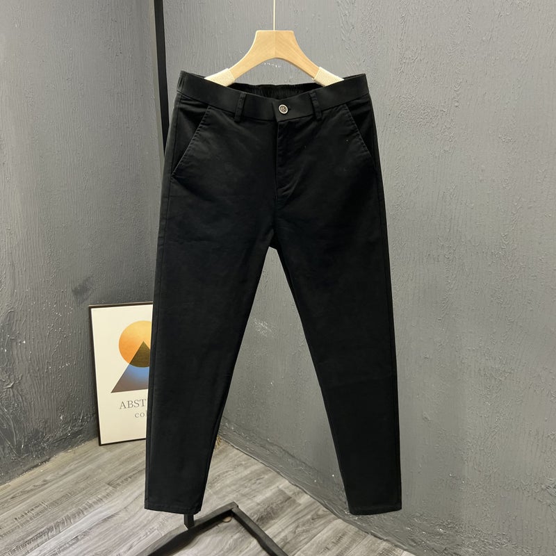 Simple Casual Cotton Mens Summer Thin Long Pants Straight Leg Business Nine Points New Style Comfortable Breathable Shorts army green  - Image 3