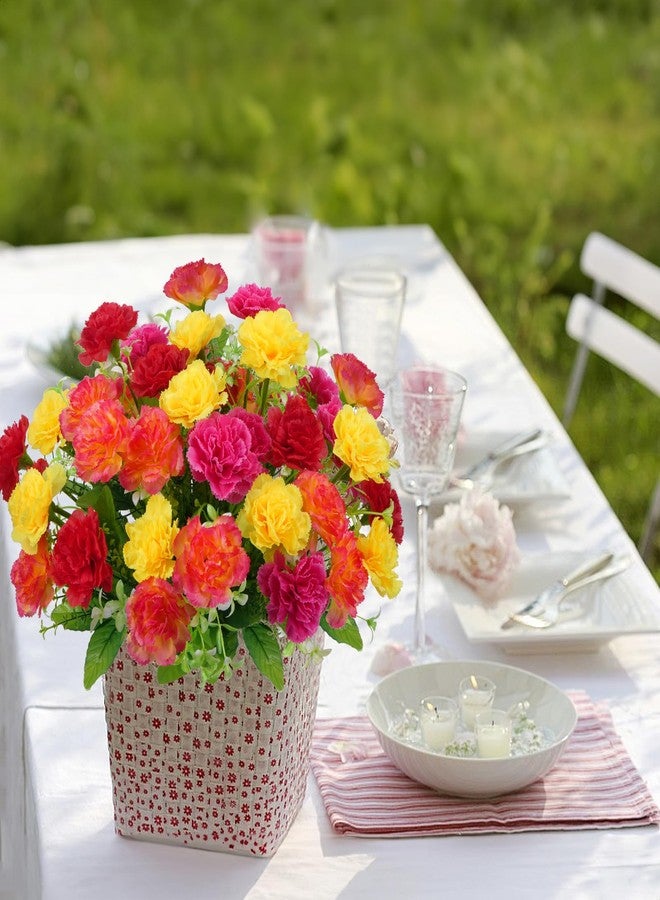 MHMJON 4 Pcs Carnation Artificial Flowers, 40 Heads Fake Carnation Bouquets Silk Flowers Arrangements Artificial Cemetery Flowers for Grave Home Vase Wedding Party Centerpiece Decor - Image 4