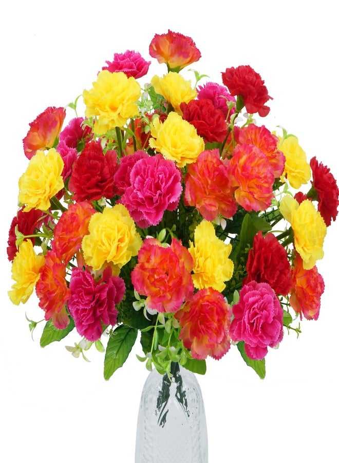 MHMJON 4 Pcs Carnation Artificial Flowers, 40 Heads Fake Carnation Bouquets Silk Flowers Arrangements Artificial Cemetery Flowers for Grave Home Vase Wedding Party Centerpiece Decor - Image 1