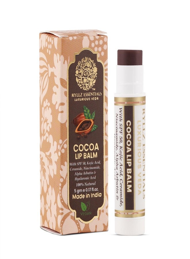 RYLLZ ESSENTIALS Cocoa Lip Balm | SPF 50 PA+++ | With Shea Butter, Kojic Acid, Ceramide, Niacinamide, Alpha Arbutin & Hyaluronic Acid | Brown Tint | For Lip Lightening & Moisturized Lips | 5 Gm - Image 1