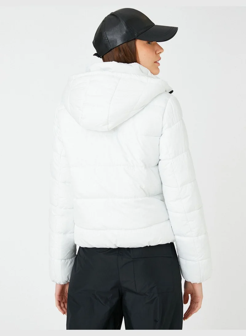 KOTON Short Puffer Check High Neck