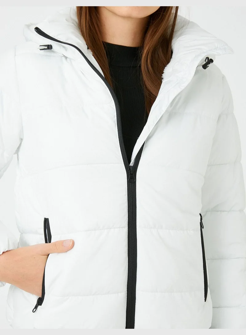 KOTON Short Puffer Check High Neck
