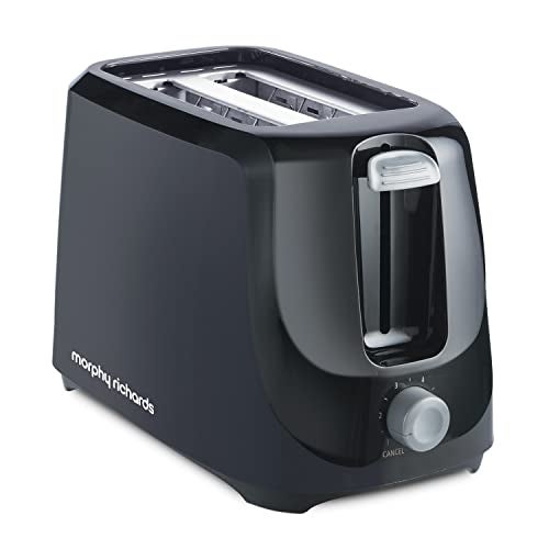 Morphy Richards AT 200 Bread Toaster|700W Toaster 2 slices|6 Different Browning Controls|Removable Crumb Tray|Cool Touch Body With Anti-Skid Feet|Wider Slots & Hi-Lift Feature|Black - Image 1