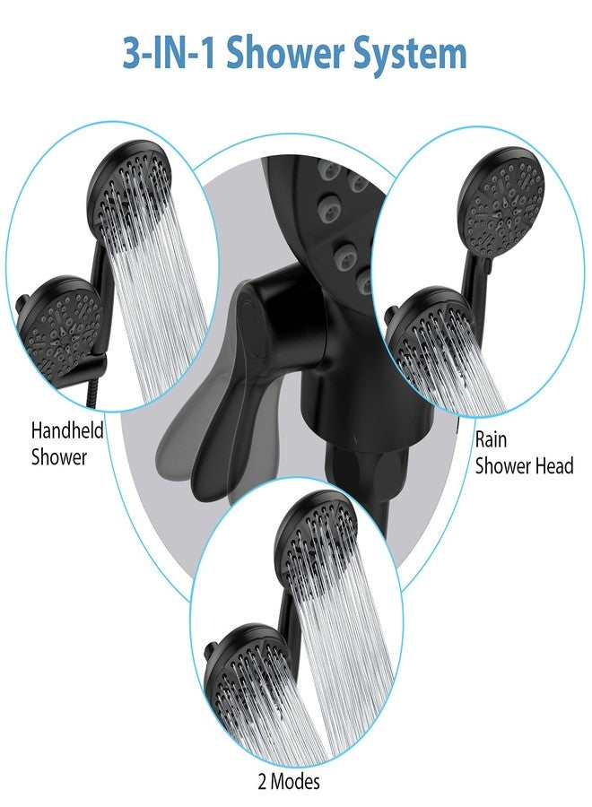 GAOMON 24-Setting High Pressure 3-Way Shower Head Combo, Hand Held Shower & Rain Shower Separately or Together, 5" Dual 2 in 1 Showerhead with Stainless Steel Hose(Matte Black) - Image 5
