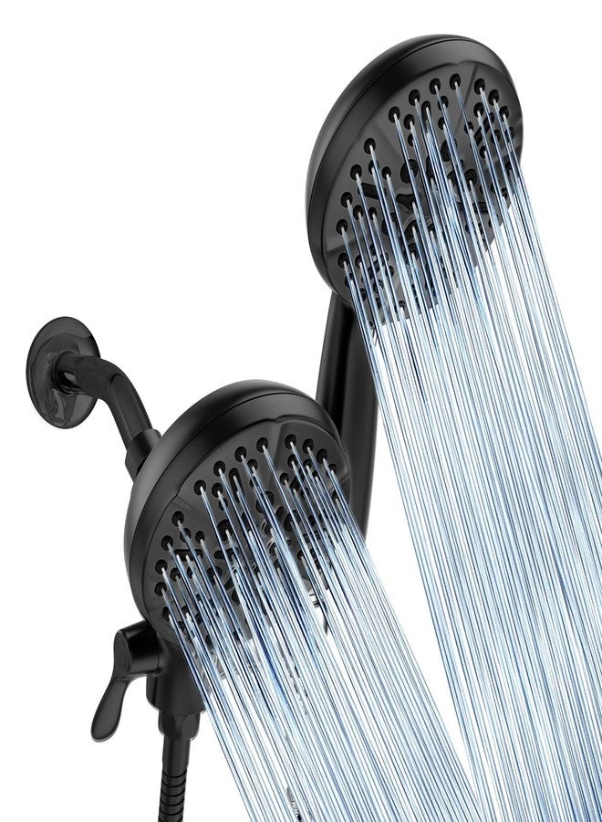 GAOMON 24-Setting High Pressure 3-Way Shower Head Combo, Hand Held Shower & Rain Shower Separately or Together, 5" Dual 2 in 1 Showerhead with Stainless Steel Hose(Matte Black) - Image 1
