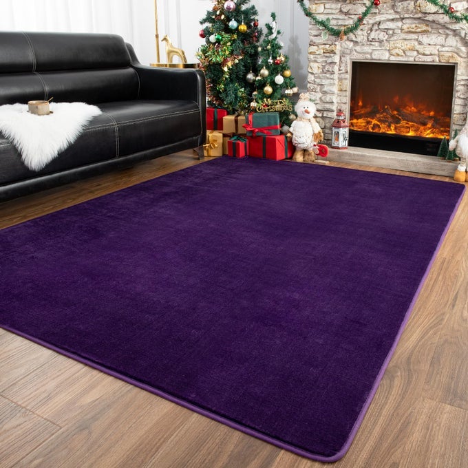 WASHABLE AREA RUG FOR LIVING ROOM BEDROOM 5X7 FEET DARK PURPLE MEMORY FOAM RUG SUPER SOFT MODERN INDOOR CARPET FOR KIDS ROOM GIRLS BOYS DORM NURSERY DECOR MAT