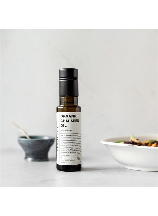 Erbology 100% Organic Chia Seed Oil 3.4 fl oz - Cold-Pressed - Premium Food Grade - Rich Omega-3 (66%) - Non-GMO - No Additives or Preservatives - Recyclable Glass Bottle - Image 4