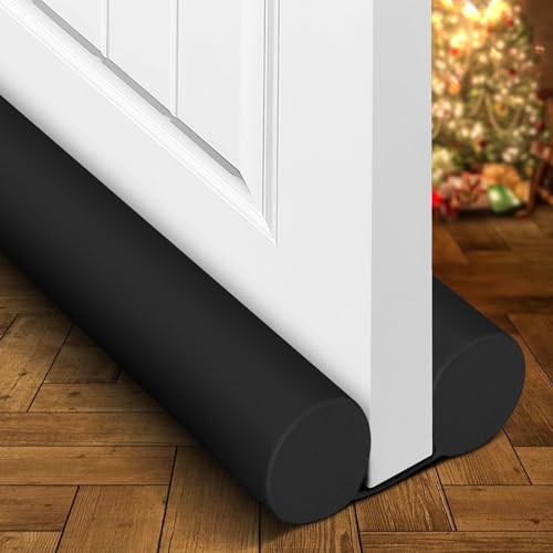 Holikme Door Draft Stopper Weather Stripping Window Breeze Blocker Adjustable Door Sweeps 38inch Black - Image 1