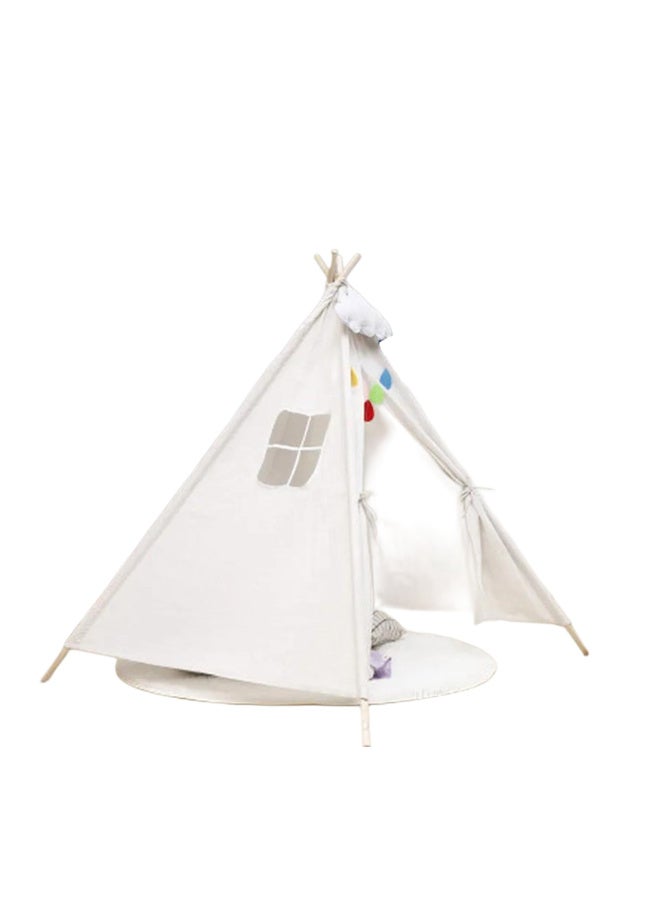 MiniMe Indoor Indian-Style Tent | 1+Years | Cream & Natural | Cotton Canvas & Wooden Poles | Includes Breathable Window & Carry Bag | Easy Assembly & Disassembly | Portable & Lightweight - Image 1