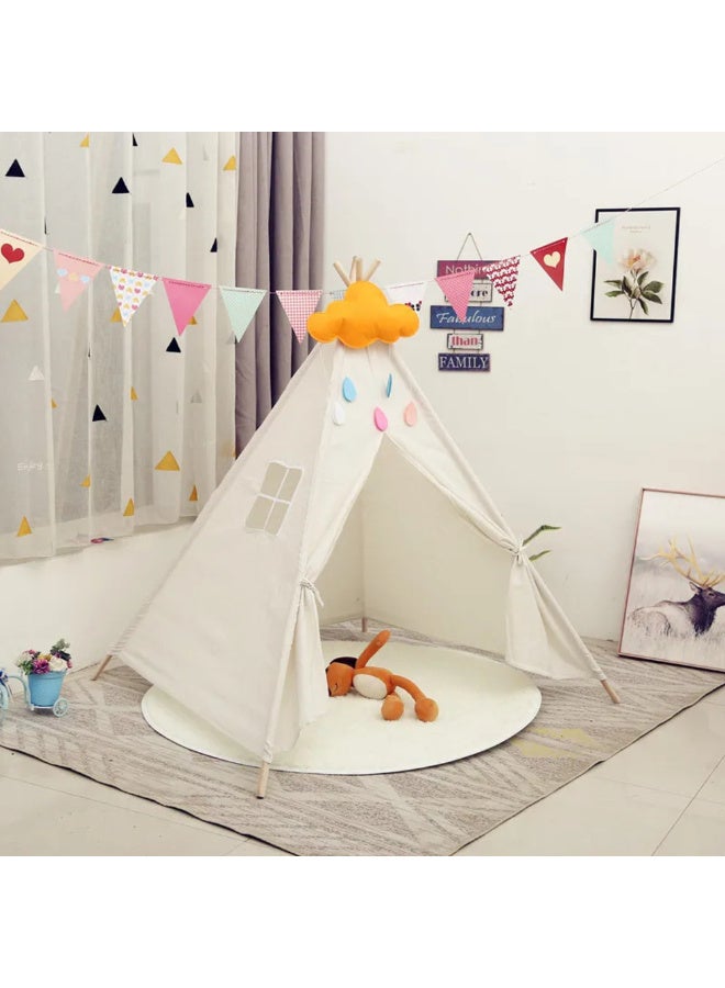 MiniMe Indoor Indian-Style Tent | 1+Years | Cream & Natural | Cotton Canvas & Wooden Poles | Includes Breathable Window & Carry Bag | Easy Assembly & Disassembly | Portable & Lightweight - Image 3