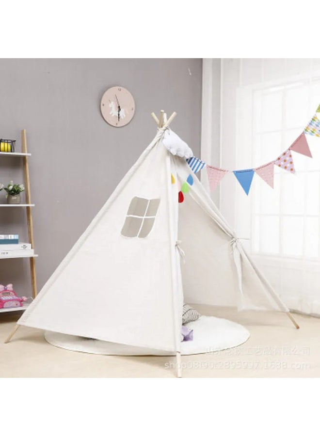 MiniMe Indoor Indian-Style Tent | 1+Years | Cream & Natural | Cotton Canvas & Wooden Poles | Includes Breathable Window & Carry Bag | Easy Assembly & Disassembly | Portable & Lightweight - Image 2