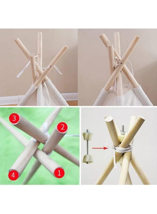 MiniMe Indoor Indian-Style Tent | 1+Years | Cream & Natural | Cotton Canvas & Wooden Poles | Includes Breathable Window & Carry Bag | Easy Assembly & Disassembly | Portable & Lightweight - Image 5