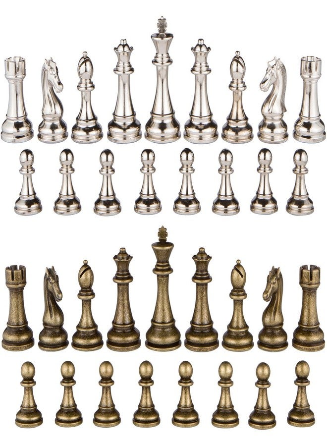 Best Chess Set Janus Silver and Bronze Extra Heavy Metal Chess Pieces with 4.5 Inch King and Extra Queens, Pieces Only, No Board - Image 2
