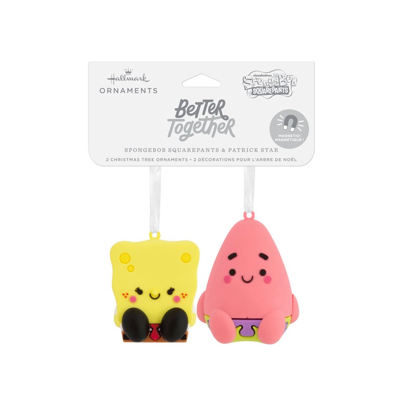 هولمارك Hallmark Nickelodeon Spongebob Squarepants و Patrick أفضل معا حلي عيد الميلاد المغناطيسية مجموعة من 2 shatterproof - Image 3