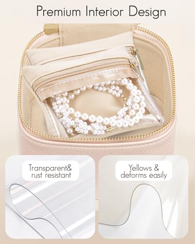 VLANDO Gifts for TeachersJewelry Box with 6 Velvet Jewelry Bags Travel Jewelry Storage for Women Girl Jewelry Organizer Necklace Rings Earrings Bags Gifts for WomenPink - Image 3
