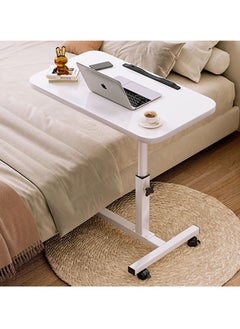 Arabest 55*32cm Bedside Table, Liftable Swivel Laptop Table for Home and Office, Removable Bedside Table with Rollers, Adjustable Computer Stand, Sofa Side Table with 4 Wheels  - Image 1