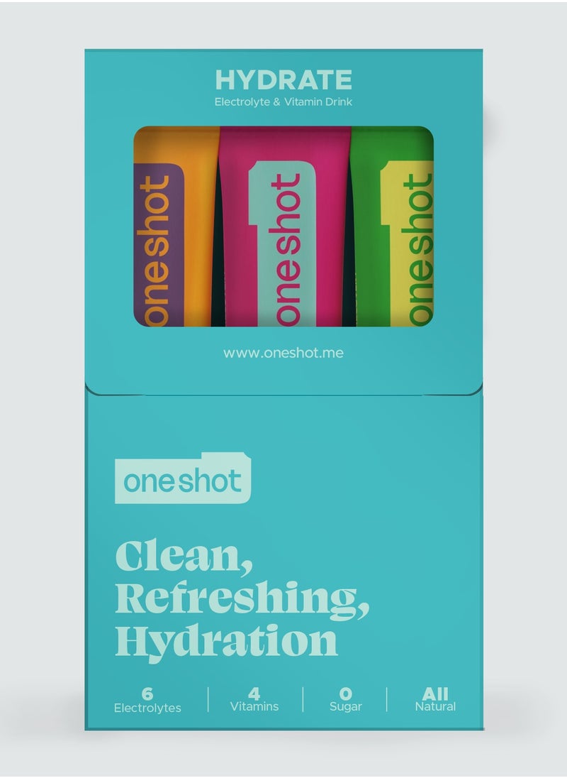 Oneshot Electrolyte Hydration Supplement | Variety Pack | 3 Sticks | No Sugar, No Junk, No After Taste  - Image 1
